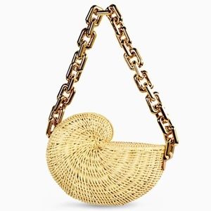 Gold Chain Woven Shell Bag.like New.one Size